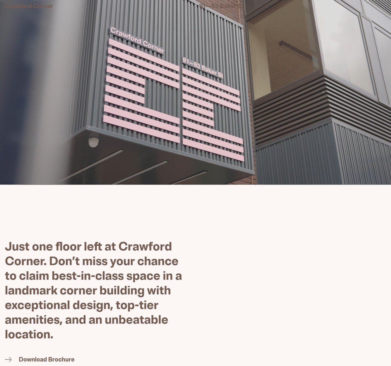 Crawford Corner homepage design — Property