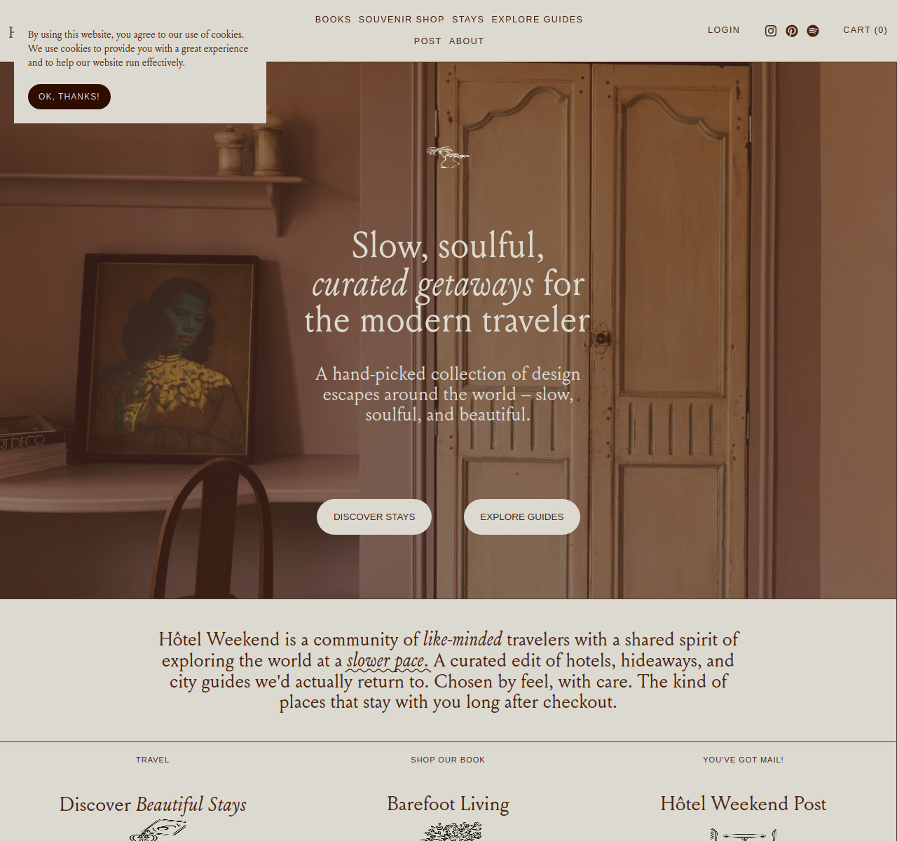 Hôtel Weekend — full homepage design, a travel website
