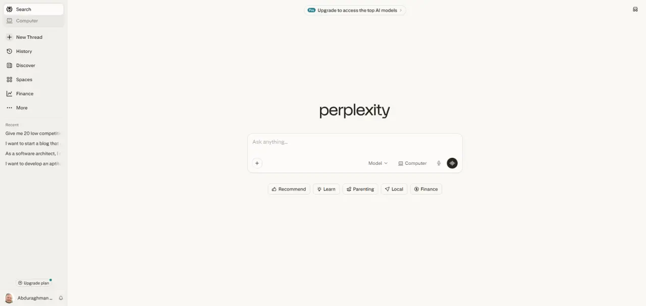 Perplexity — website screenshot