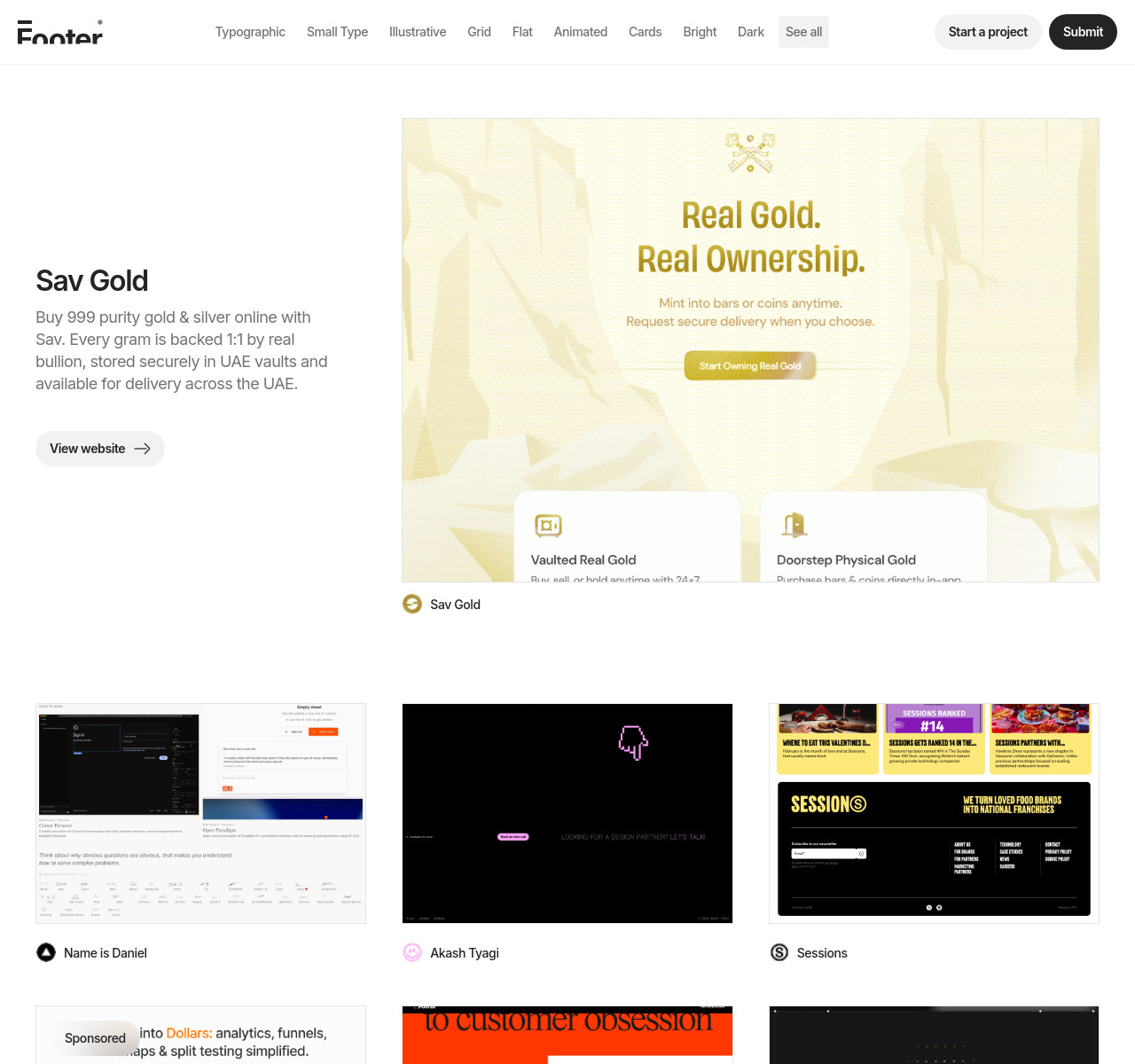 Footer — The only footer gallery on earth. — website screenshot