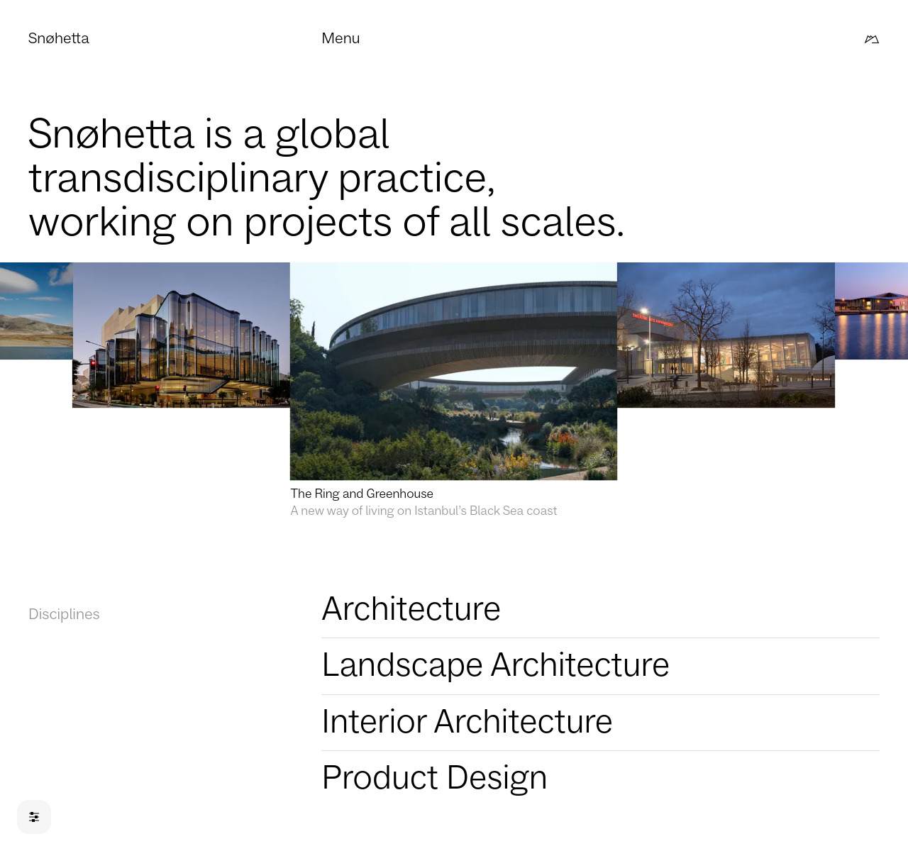 Snøhetta — website screenshot