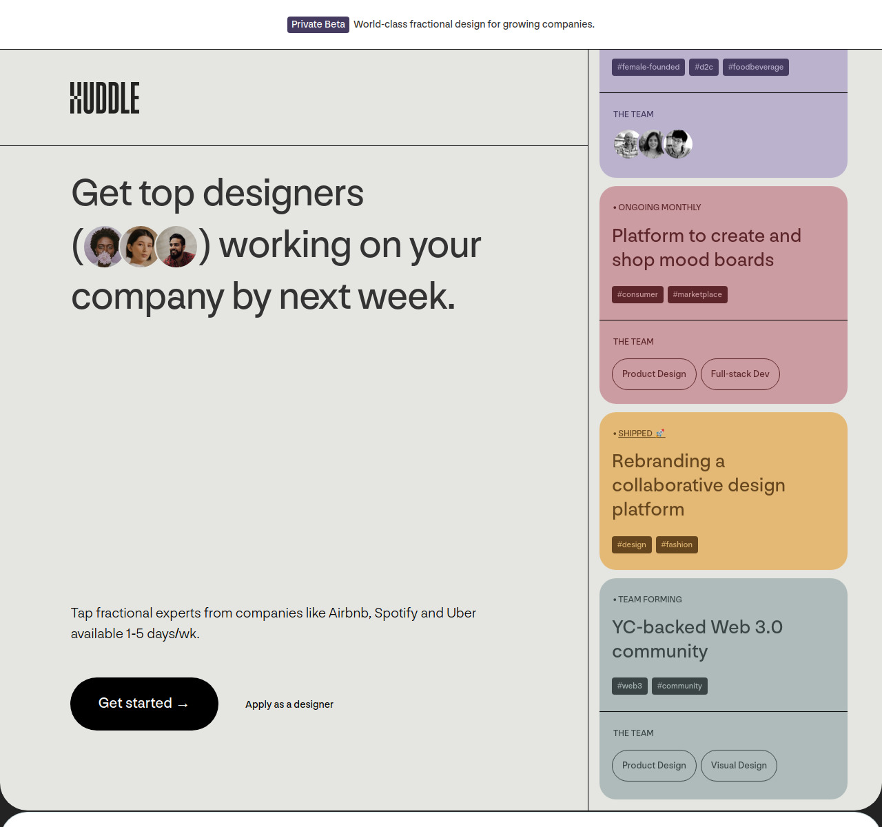 Huddle — website screenshot