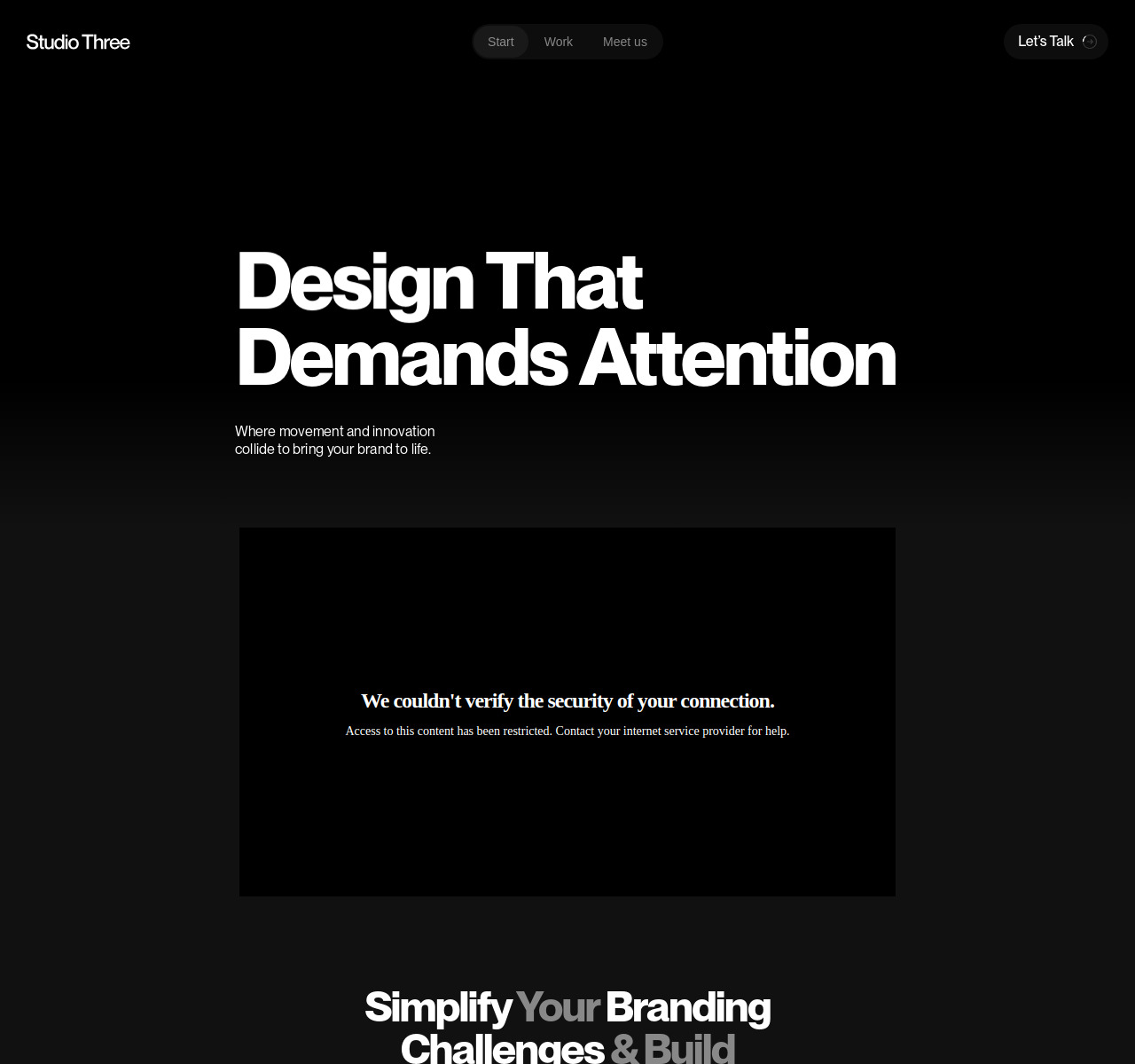 Studio Three — full homepage design, a production website