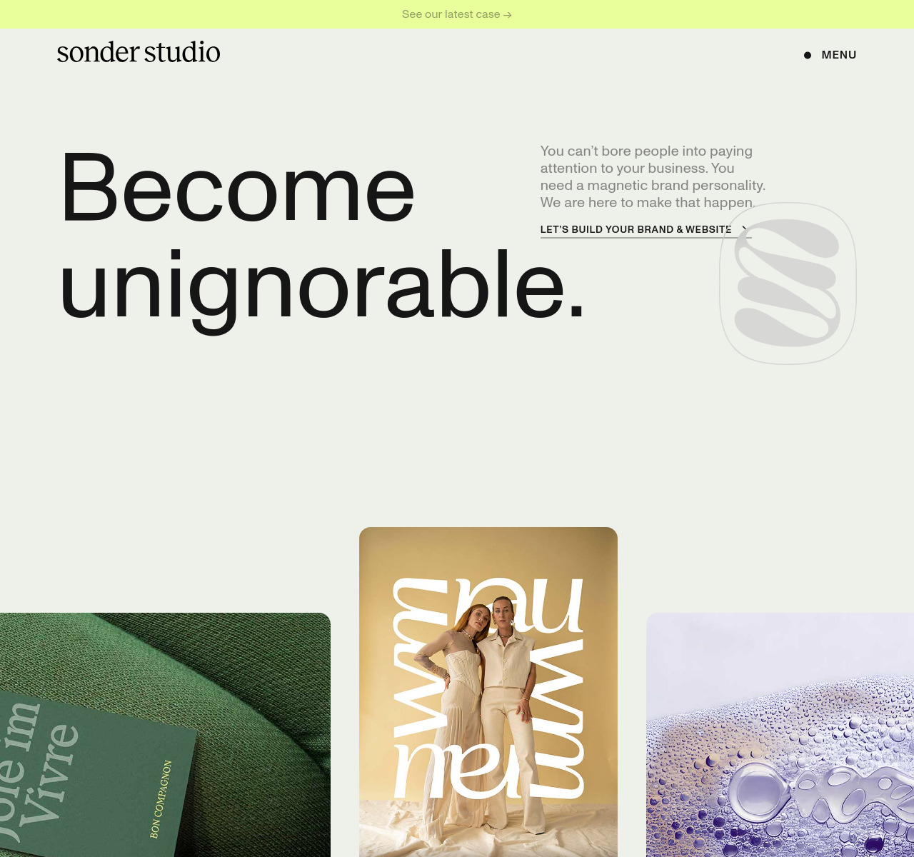 Sonder Studio — full homepage design, a advertising website