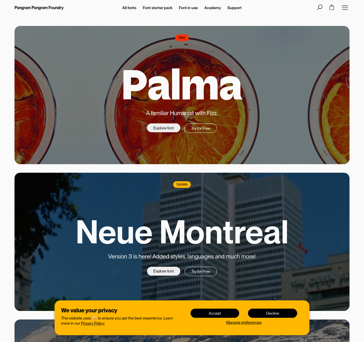 Pangram Pangram — full homepage design, a ecommerce website