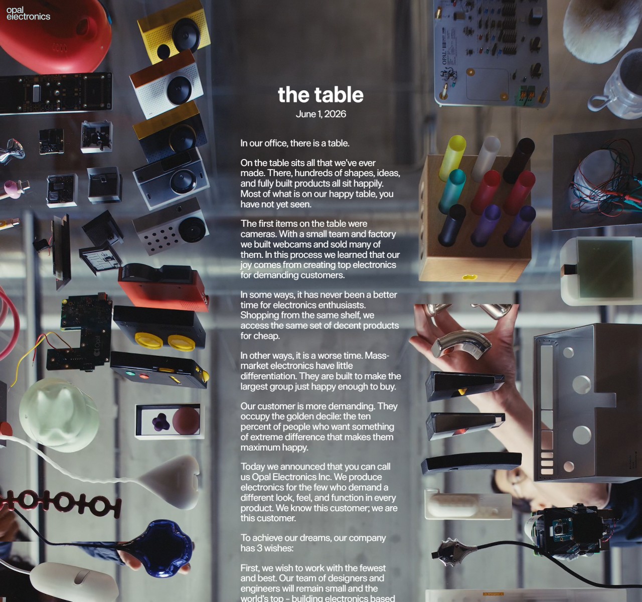 Opal Tadpole — full homepage design, a product website
