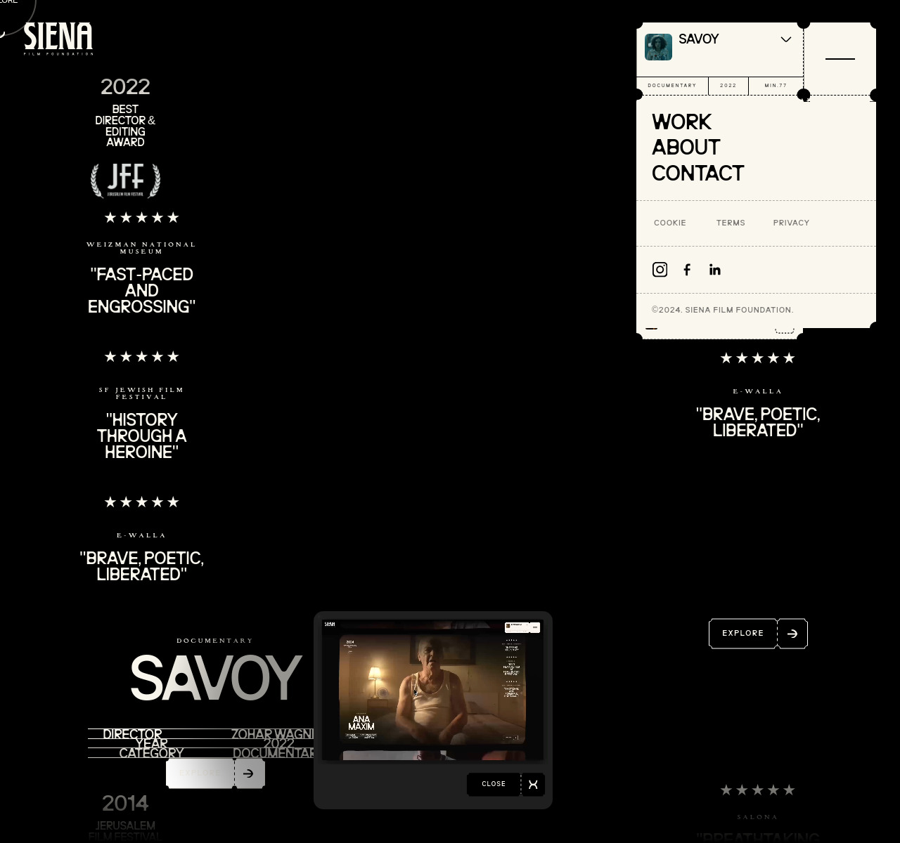 Siena Film Foundation — full homepage design, a production website