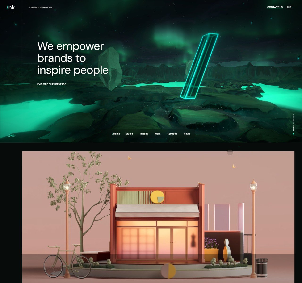 nk.studio — full homepage design, a advertising website