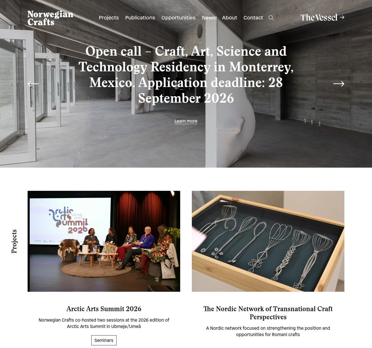 Norwegian Crafts — full homepage design, a craft website